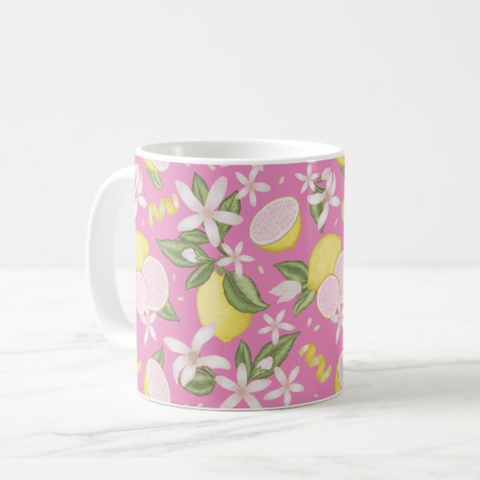 Pink Lemon Floral Citrus Tasse (Vorderseite Links)