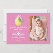 Pink Lemon Foto Geburtstag Einladung (Vorderseite)