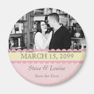 Pink & Lemon Hochzeit Speichern Sie das Date Foto  Magnet