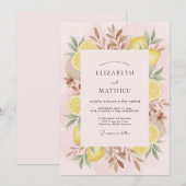 Pink Lemon Leaf Hochzeit Einladung (Vorne/Hinten)
