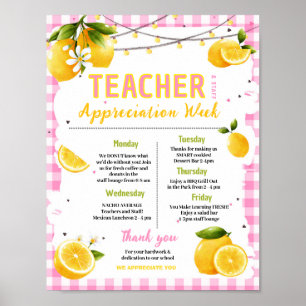Pink Lemon Lehrkräfte-Woche Itinerary Poster