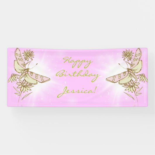 Pink Lemon Lime Butterfly Banner (Horizontal)