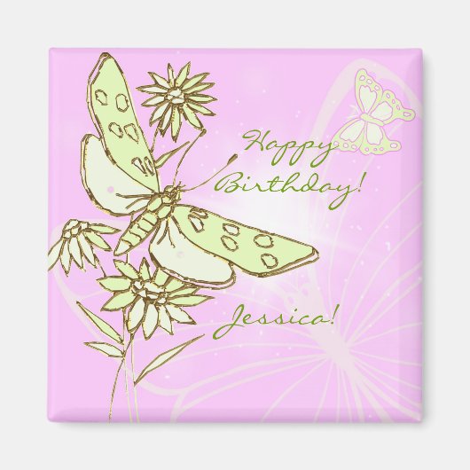 Pink Lemon LIme Butterfly Magnet (Vorne)
