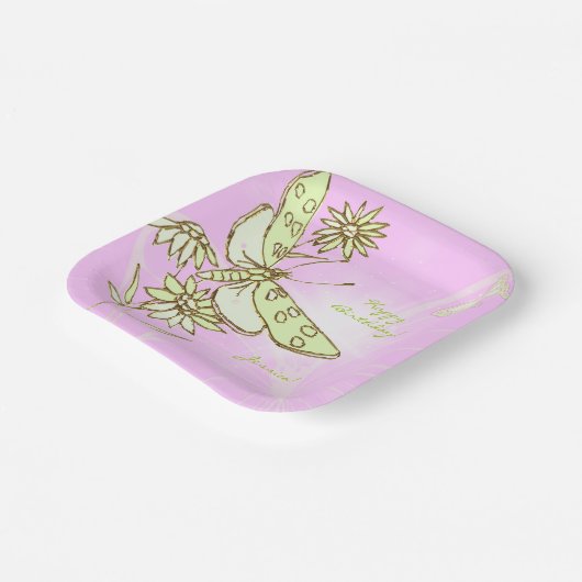 Pink Lemon Lime Butterfly Throw Pillow Pappteller (Gewinkelt)