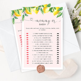 Pink Lemon Mommy or Daddy Baby Dusche Spiel