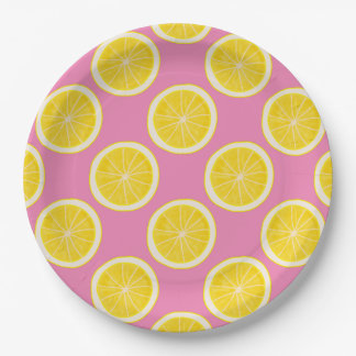 Pink Lemon Print Throw Kissen Pappteller