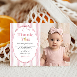 Pink Lemon Themen Baby Shower Foto Danke Karte