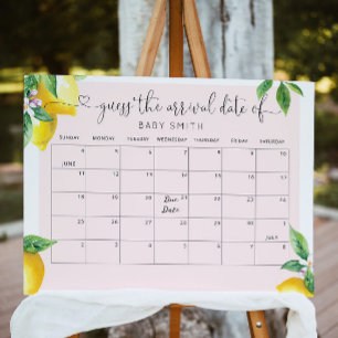Pink Lemon Vermuteter Geburtstermin-Kalender Poster