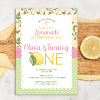 Pink Lemonade 1. Geburtstag Einladung