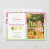 Pink Lemonade 1. Geburtstag Foto Einladung (Vorderseite)