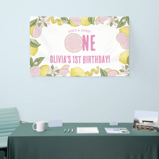 Pink Lemonade 1. Geburtstag Party Banner (Messeveranstaltung)