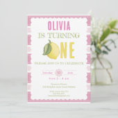 Pink Lemonade 1. Geburtstag Party Einladung (Stehend Vorderseite)
