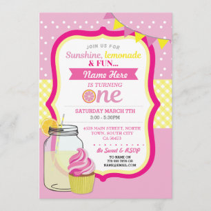 Pink Lemonade 1. Geburtstagsparty Einladung