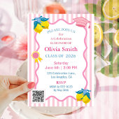 Pink Lemonade Absolventenfoto & QR-Code Einladung
