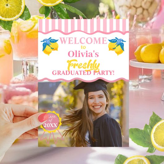 Pink Lemonade Absolventenfoto & QR-Code Einladung