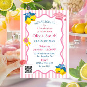 Pink Lemonade Absolventenfoto & QR-Code Einladung