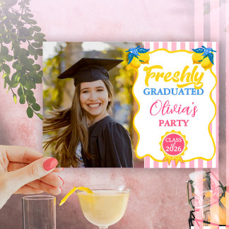 Pink Lemonade Absolventenfoto & QR-Code Einladung