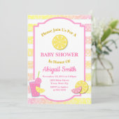 Pink Lemonade Babydusche Einladung Lemon Girl (Stehend Vorderseite)
