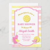 Pink Lemonade Babydusche Einladung Lemon Girl (Vorne/Hinten)