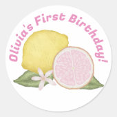 Pink Lemonade Birthday Gefallen Sticker (Vorderseite)