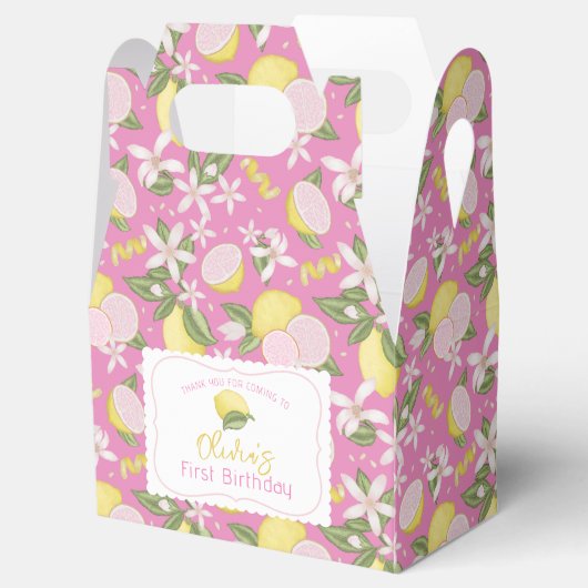 Pink Lemonade Birthday Gefälligkeitsboxen Geschenkschachtel (Geöffnet)
