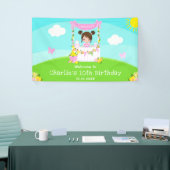 Pink Lemonade Brown Hair Girl Geburtstag Willkomme Banner (Messeveranstaltung)