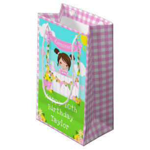 Pink Lemonade Brown Hair Girl Happy Birthday Kleine Geschenktüte
