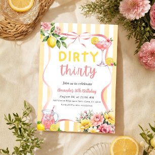 Pink Lemonade Cocktail Gelb Dirty 30 Geburtstag Einladung