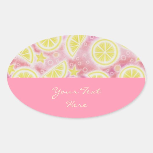 Pink Lemonade 'Dein Text' Aufkleber oval pink (Vorderseite)