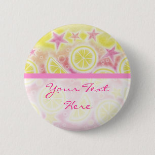 Pink Lemonade 'Dein Text' Taste Abzeichen Streifen Button