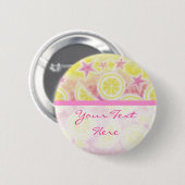 Pink Lemonade 'Dein Text' Taste Abzeichen Streifen Button (Vorne & Hinten)