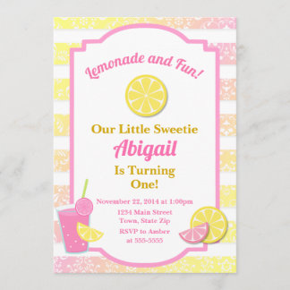 Pink Lemonade Geburtstag Einladung 1. Geburtstag