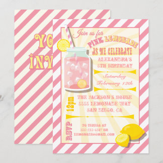 Pink Lemonade Geburtstagsparty Einladungen