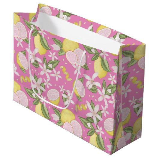 Pink Lemonade Geburtstagsparty Große Geschenktasch Geschenktüte (Vorderseite Schrägansicht)