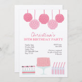 Pink Lemonade Girls Party Ruffle Cake Einladung (Vorne/Hinten)