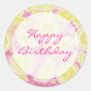 Pink Lemonade 'Happy Birthday' Aufkleber rund