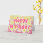Pink Lemonade "Happy Birthday"-Kartenvordertext Karte (Gelbe Blume)