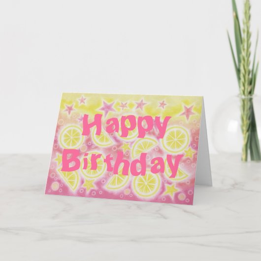 Pink Lemonade "Happy Birthday"-Kartenvordertext Karte (Vorderseite)