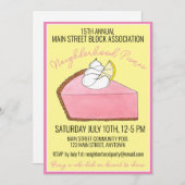 Pink Lemonade Icebox Lemon Pie Slice Picnic Food Einladung (Vorne/Hinten)