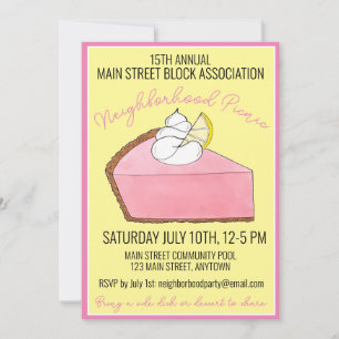Pink Lemonade Icebox Lemon Pie Slice Picnic Food Einladung