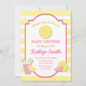 Pink Lemonade Kinderdusche Einladung Lemon (Vorderseite)