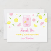 Pink Lemonade Lemon Birthday Dankeskarte (Vorderseite)