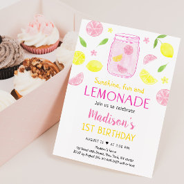 Pink Lemonade Lemon Birthday Einladung