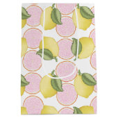 Pink Lemonade Lemon Birthday Geschenktasche Mittlere Geschenktüte (Rückseite)