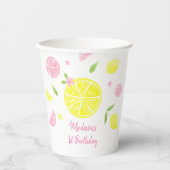 Pink Lemonade Lemon Birthday Pappbecher (Vorderseite)