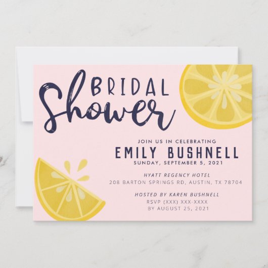 Pink Lemonade Lemon Brautparty Einladung (Vorderseite)