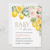 Pink Lemonade Lemon Citrus Floral Baby Dusche Einladung (Vorderseite)