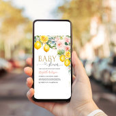 Pink Lemonade Lemon Citrus Floral Baby Dusche Einladung