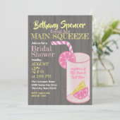 Pink Lemonade Main Squeeze Brautparty Einladung (Stehend Vorderseite)