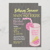 Pink Lemonade Main Squeeze Brautparty Einladung (Vorne/Hinten)